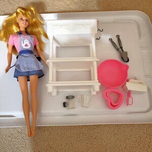 1996 Mattel Sweet Treats Barbie - Kitchen Doll Set - Cake Decorating Set